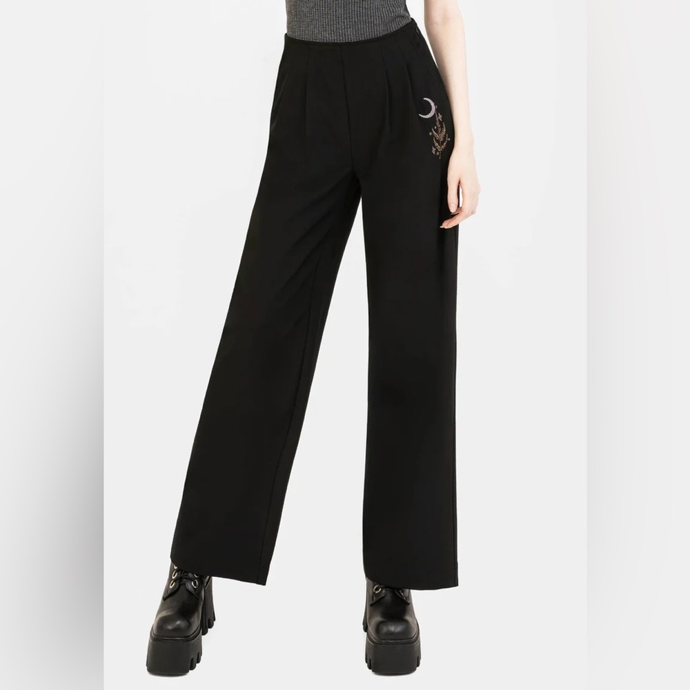 NEW Disturbia Lucia Embroidered Firefly Pleat Trousers - US 6/UK 10